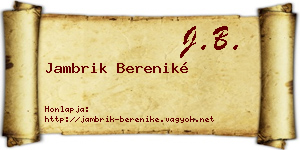 Jambrik Bereniké névjegykártya